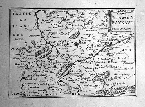 1680 Hainaut Henegouwen Belgique carte map gravure engraving Beaulieu