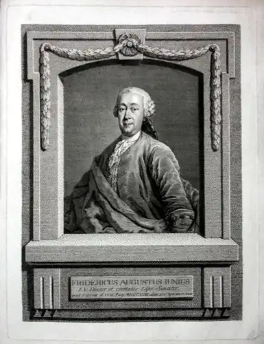 1769 Friedrich August Junius Arzt Leipzig Kupferstich Portrait engraving