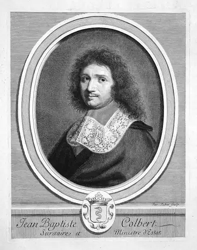 Jean-Baptiste Colbert Staatsmann statesman Portrait Kupferstich engraving