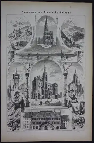 1875 Elass Lothringen Alsace Lorraine Holzschnitt antique print