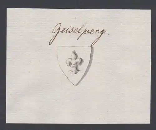 18. Jh. Geiselberg Wappen Handschrift Manuskript manuscript coat of arms