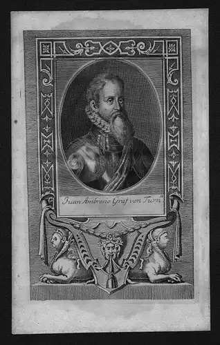 1720 - Count Juan Ambrosio Graf Von Turn engraving Kupferstich Portrait