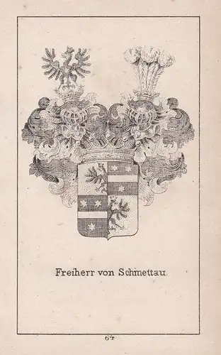 Ca. 1840 Schmettau Schlesien Silesia Wappen heraldry Heraldik coat of arms Adel