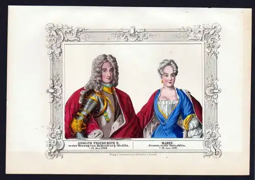 1845 - Adolph Friedrich II Marie Portrait - Mecklenburg Lithographie Ansicht.