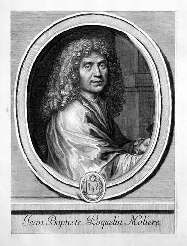 Molière Jean-Baptiste Poquelin acteur actor Portrait Kupferstich engraving
