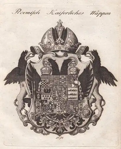 1791 Rom Roma Rome Reichsadler Wappen coat of arms Kupferstich antique print