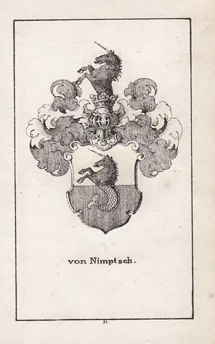 Ca. 1840 Nimptsch Silesia Schlesien Wappen heraldry Heraldik coat of arms Adel