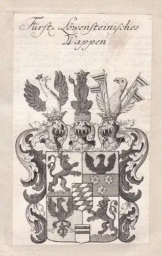 1750 Löwenstein-Wertheim Wappen Adel coat of arms Kupferstich antique print