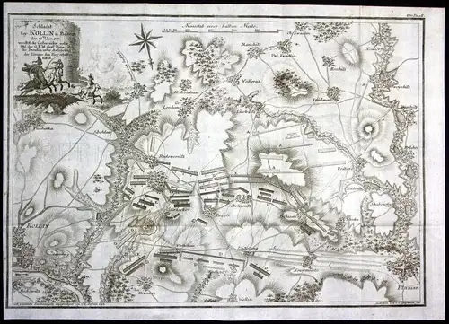 1783 Kolin Schlacht 1757 Tschechien Czech Republic Karte map Kupferstich