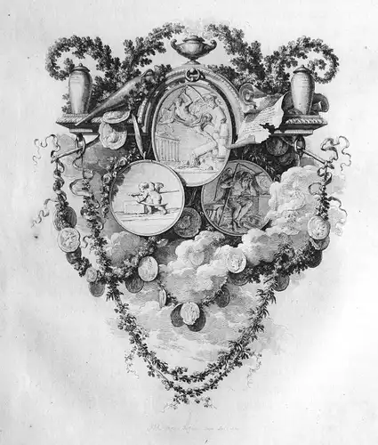 1780 Medaille medal Engel angel Leben live Kupferstich antique print 156868