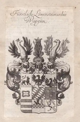 1750 Löwenstein-Wertheim Adel Wappen coat of arms Kupferstich antique print