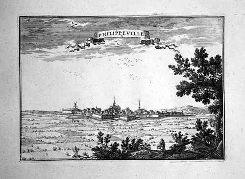 1680 Philippeville Belgium estampe gravure Kupferstich Beaulieu engraving