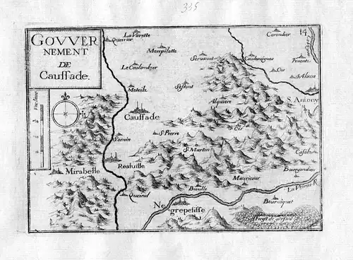 Ca. 1630 Caussade Tarn-et-Garonne Frankreich France gravure carte Tassin