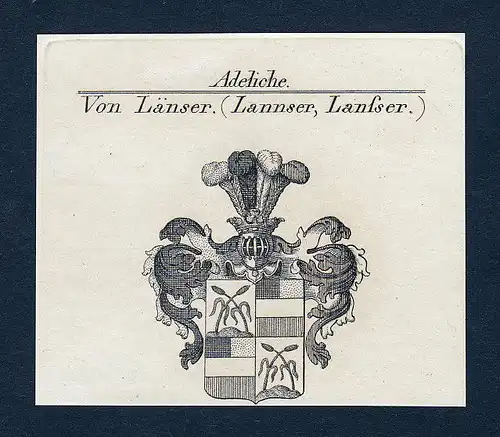 Ca. 1820 Länser Lannser Wappen Adel coat of arms Kupferstich antique print