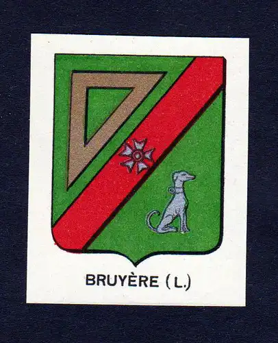 Ca. 1880 Bruyere Wappen Adel coat of arms heraldry Lithographie antique p 146209