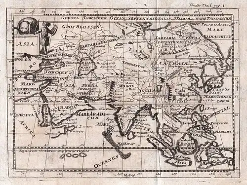 1697 Asien Asia China India Indien Thailand Karte map Kupferstich de la Croix