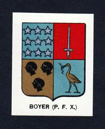 Ca. 1880 Boyer Wappen Adel coat of arms heraldry Lithographie antique pri 146118