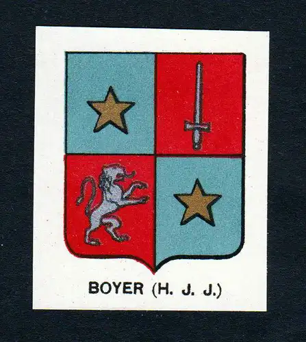 Ca. 1880 Boyer Wappen Adel coat of arms heraldry Lithographie antique pri 146081