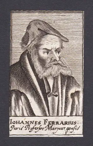 17. Jh. Johannes Ferrarius / theologian Theologe Marburg Portrait Kupferstich