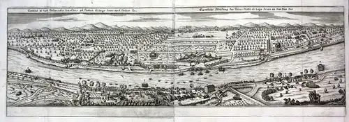 1650 Pontelagoscuro Ferrara Po Panorama view incisione Kupferstich antique print