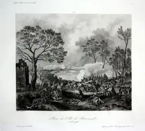 Ca. 1840 Den Bommel battle siege Ansicht vue estampe Stahlstich antique print