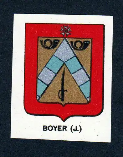 Ca. 1880 Boyer Wappen Adel coat of arms heraldry Lithographie antique pri 146108