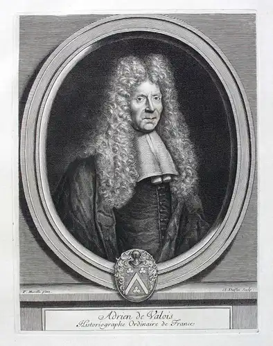 Adrien Valois poet Dichter historiographe Portrait Kupferstich gravure ca. 1700