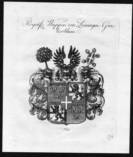 1790 - Leiningen-Guntersblum Wappen Adel coat of arms heraldry Heraldik