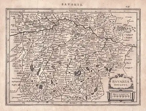 1628 Bavaria Bayern Munich München Dingolfing Ingolstadt map Karte Mercator