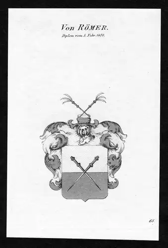 Ca.1820 Römer Roemer Wappen Adel coat of arms Kupferstich antique print heraldry