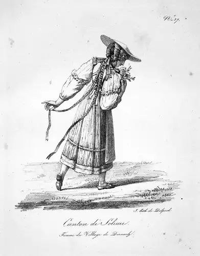 Femme Frau Trachten costumes Dornach Soleure Solothurn Schweiz Suisse 1820