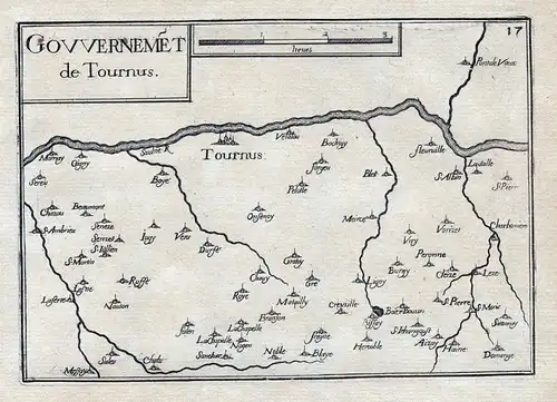 1630 Tournus Bourgogne Burgund France gravure estampe Kupferstich Tassin