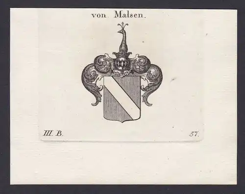 1820 Malsen Geldern Nordrhein-Westfalen Wappen Adel coat of arms Kupferstich