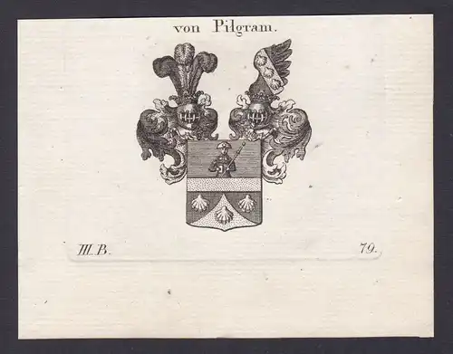 1820 Pilgram Österreich Austria Wappen Adel coat of arms Heraldik Kupferstich
