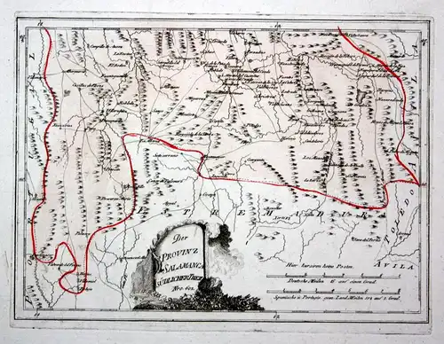 Spanien Spain Portugal Salamanca Mogarraz map Reilly engraving Kupferstich
