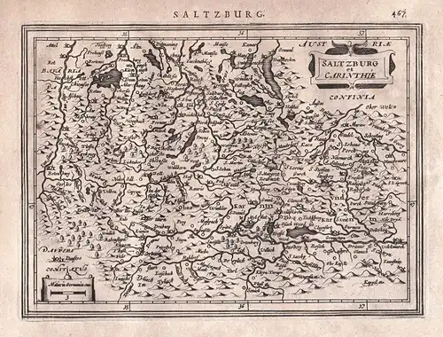 1628 Austria Österreich Autriche Salzburg Kärnten Carinthia map Karte Mercator