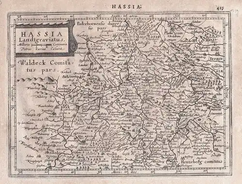 1628 Frankfurt Main Hessen Hesse Hessisch Lichtenau Marburg map Karte Mercator