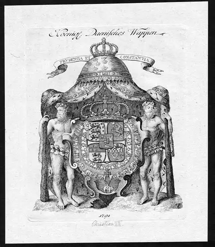 1790 - Dänemark Denmark Wappen Adel coat of arms heraldry Heraldik Kupfer 127031