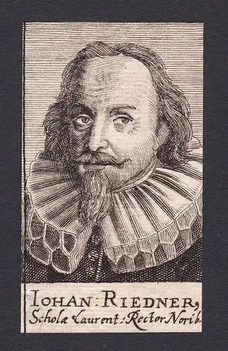 17. Jh. Johann Riedner / preacher Prediger Nürnberg Portrait Kupferstich