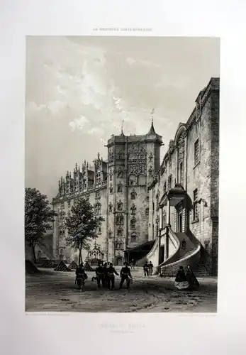 1870 Chateau des ducs de Bretagne Nantes France estampe Lithographie lithograph