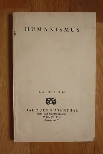 1934 Humanismus Jacques Rosenthal Antiquariatskatalog Antiquariat Katalog