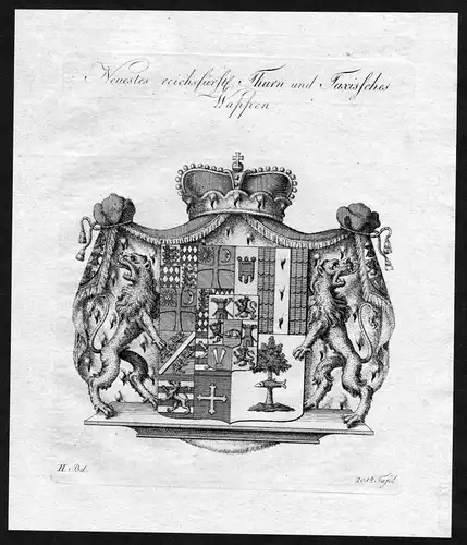 1790 - Thurn und Taxis Wappen Adel coat of arms heraldry Heraldik Kupfers 127149