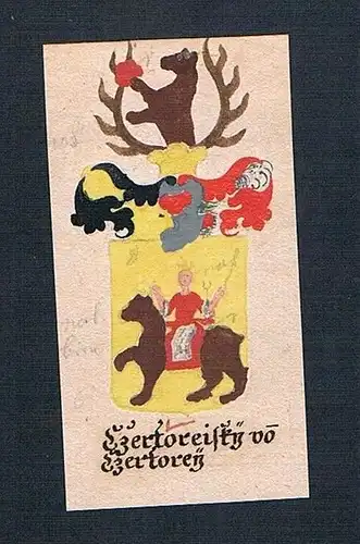 18. Jh. Czertoregsky von Czertorey Böhmen Manuskript Wappen Adel coat of arms