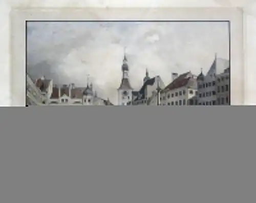 Um 1830 Marienplatz München Ansicht Farblithographie Lithographie Litho Lebschee