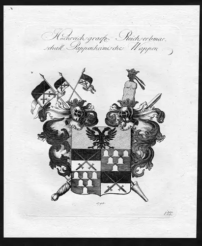 1790 - Pappenheim Wappen Adel coat of arms heraldry Heraldik Kupferstich