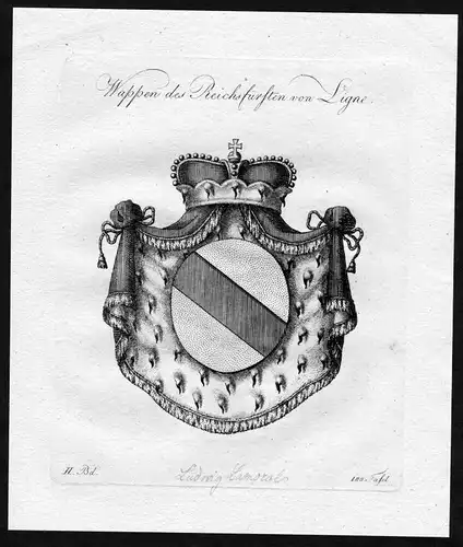 1790 - Ligne Wappen Adel coat of arms heraldry Heraldik Kupferstich
