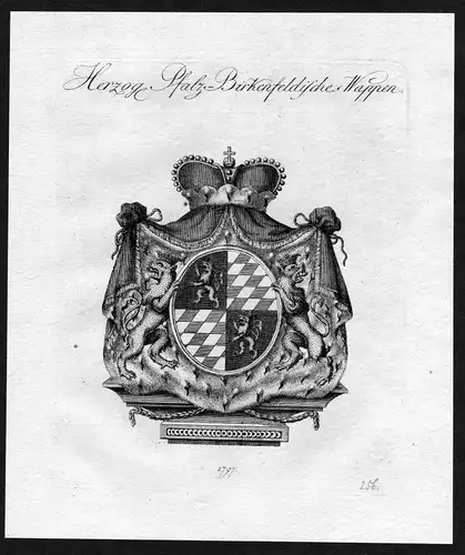 1790 - Pfalz-Birkenfeld Wappen Adel coat of arms heraldry Heraldik Kupferstich