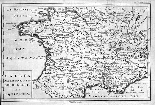 18. Jh. Aquitaine Narbonne France gravure carte map Kupferstich antique p 157778