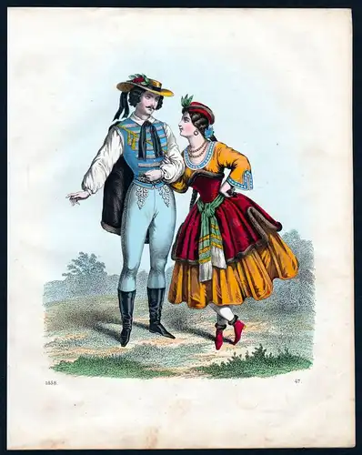 1858 Ungarn Hungary Tracht Trachten costume costumes Lithographie lithograph