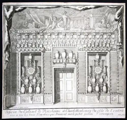 Ca. 1705 Schloss Charlottenburg Berlin Türe Göthe Kupferstich antique print